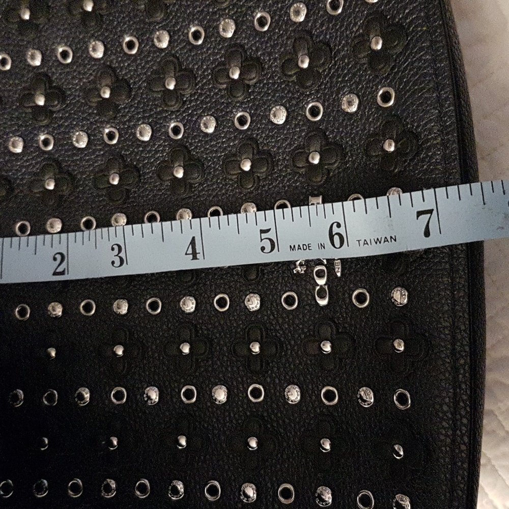 Coach Navy Blue Black Studded Flowers Shoulder Bag - Picture 13 of 14